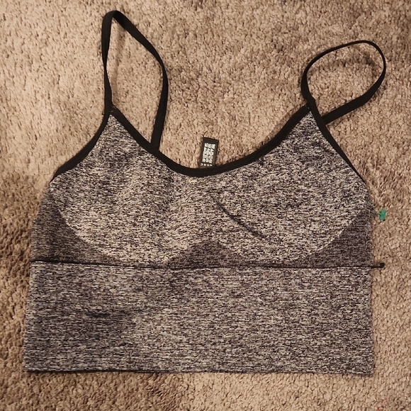 PINK Women's Black and Gray Sport Top - Picture 1 of 6